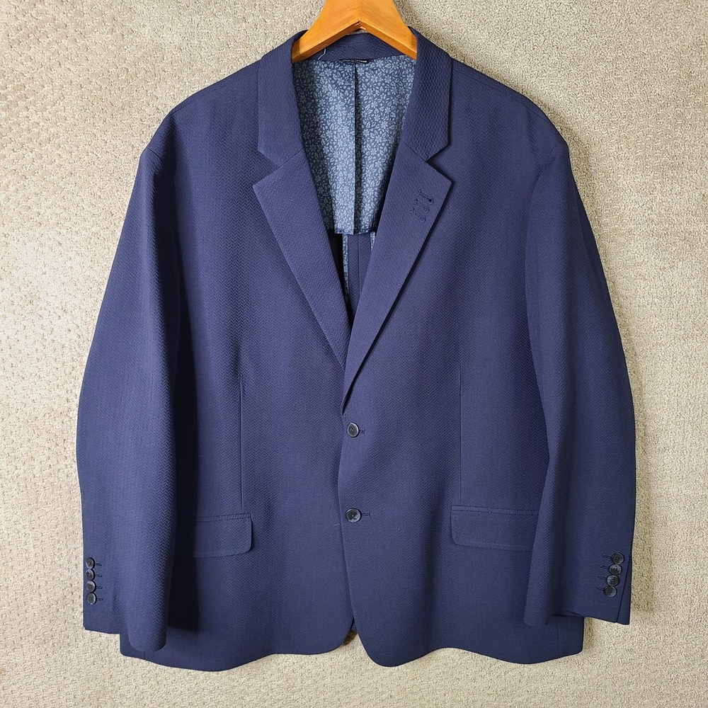 Synrgy Jacket Mens 2XL 50R 52R Blue Blazer Performance DXL Polyester Stretch